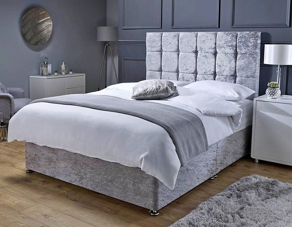 🆒 CLOSE OUT SALE 🌈 SILVER DOUBLE & KING SIZE DIVAN BED WTH MATTRESS