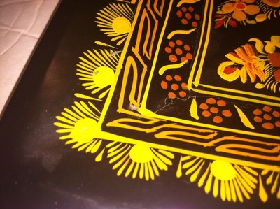 Paper Mache Tray. Stunning Hand Painted Floral. A Must See