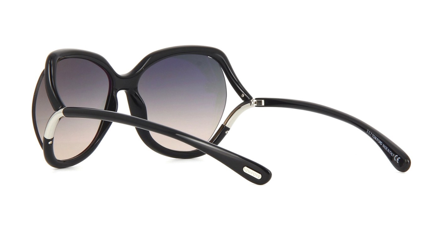 Pre-owned Tom Ford Anouk-02 Ft 0578 Shiny Black/grey Shaded (01b) Sunglasses