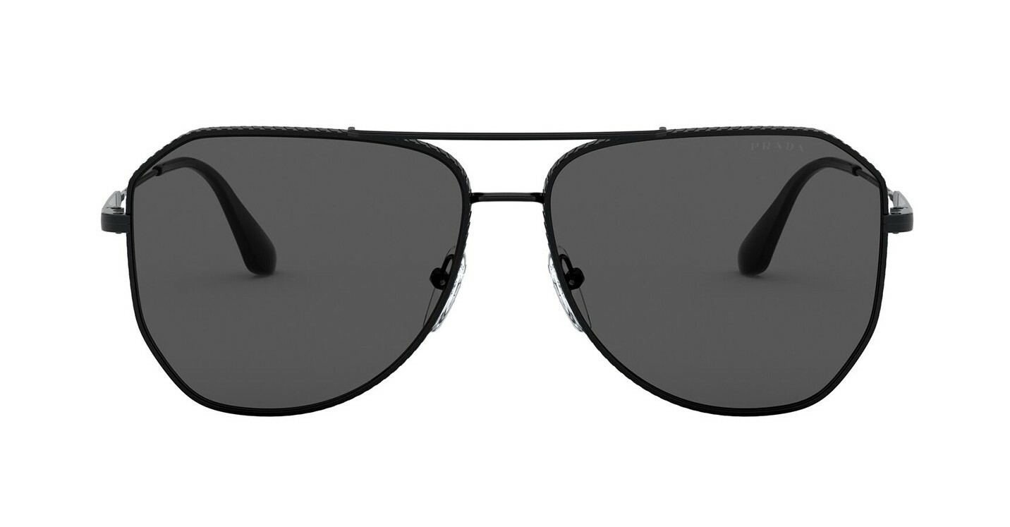 Pre-owned Prada Pr 57zs Matte Black/dark Grey Polarized (1bo-5z1) Sunglasses In Gray