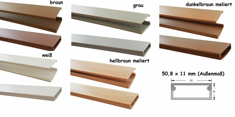 1m Kabelkanal 50,8x11mm Versch. Farben Selbstklebend