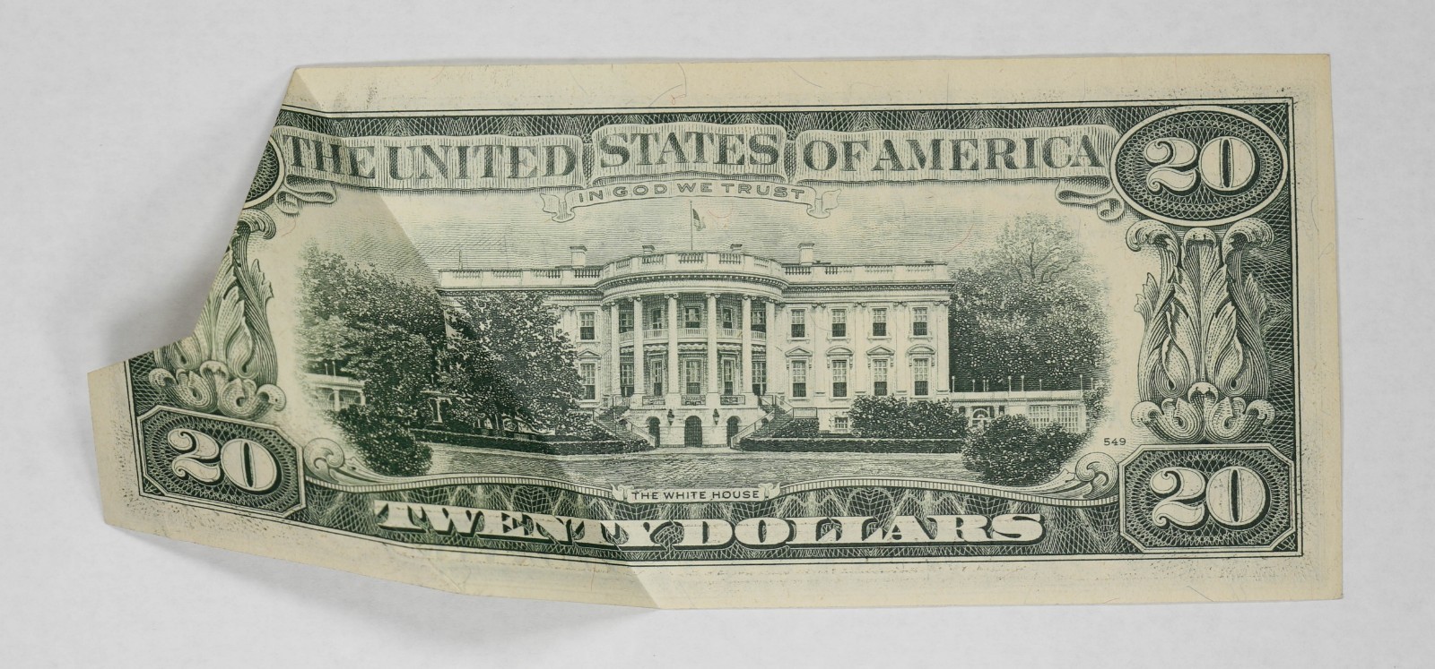 1977 SERIES $20 FRN BOSTON FR#2072 FOLD OVER ERROR CHOICE CU CRISP UNC (252A)