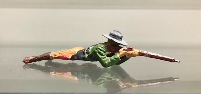 Vintage Elastolin Germany cowboy prone firing 7cm Composition 
