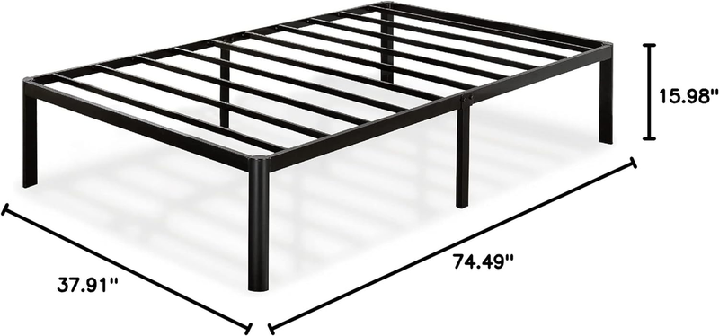 Van 16 Inch Metal Platform Bed Frame / Steel Slat Support / No Box Spring