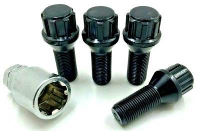 4 X ALLOY WHEEL LOCKING BOLTS BLACK FOR A-CLASS MERC M12 X 1.5 29MM STUD NUT [71