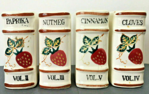 Vintage Ceramic Spice Book Shaped Containers Volume No.2,3,5,6  Set of 4 ~ Japan