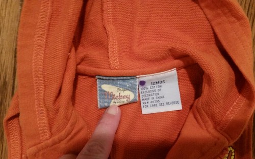 Disney boys 12 month Mickey Mouse orange sleeveless zip up hooded sweatshirt