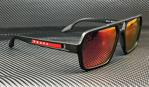 Pre-owned Prada Linea Rossa Ps 01xs Dg008f Matte Black Grey Mirror Men's 59 Mm Sunglasses In Gray