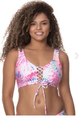 MAAJI Rainbows Danzel Floral Reversible 4-Way Bralette Bikini Top Swim Large