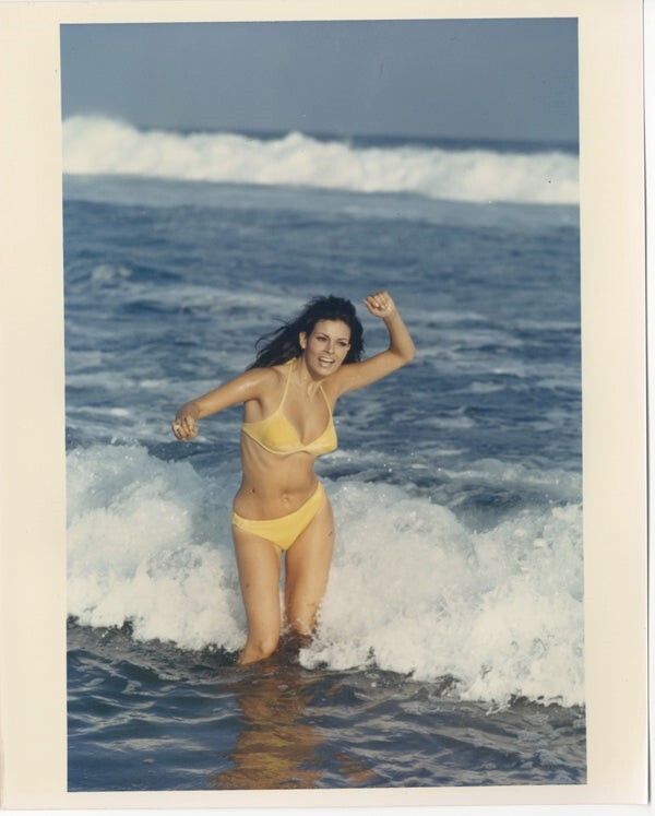 raquel welch breathtaking busty leggy bikini surf pin up vintage color photo