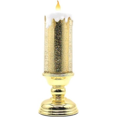 Snow Globe Candle Lighted Lamp, Battery Powered Water Sparkling Tornado