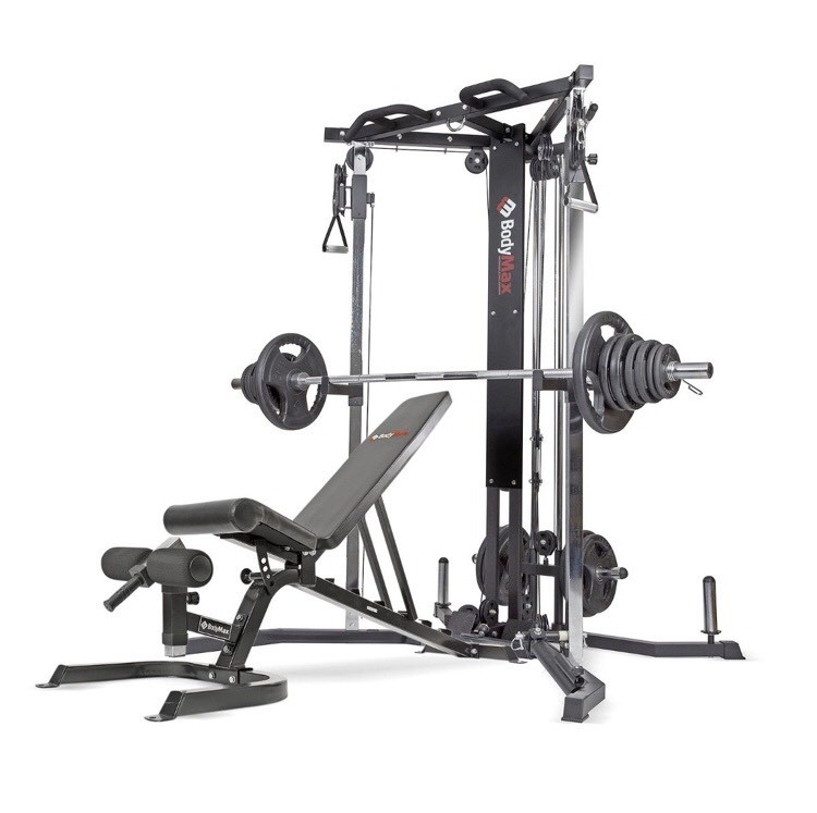 Weights bench with cables Olympic bar bodymax heavy duty multi gym in