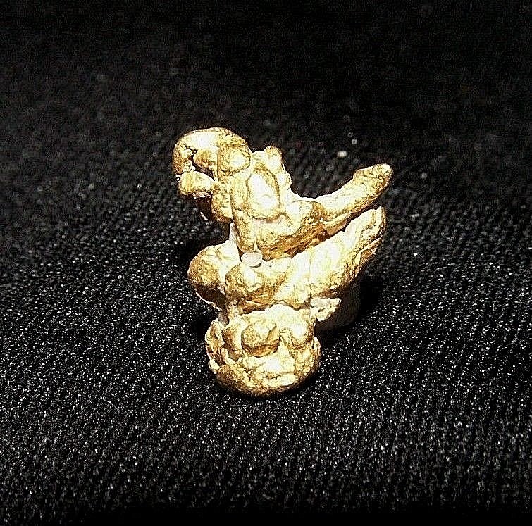 Gold Nugget Crystalline Spinel Twin from Atlin BC, 1.46 Grams