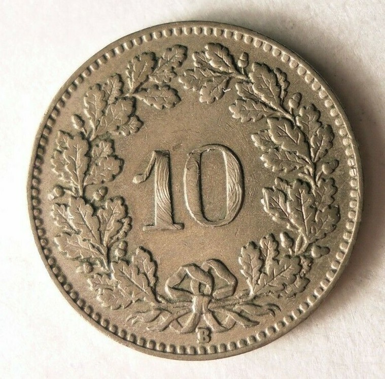 1931 SWITZERLAND 10 RAPPEN - Excellent Coin- FREE SHIP - SWITZERLAND BIN #2