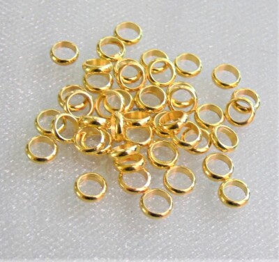 Large Hole Ring Rondelle Beads 6mm 50 Pcs Ur Pick Gold Antiqued Brass