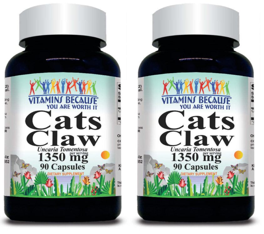 Cats Claw 1350 мг 2X90Caps Uncaria Tomentosa Внутренняя кора Тройная сила Без глютена