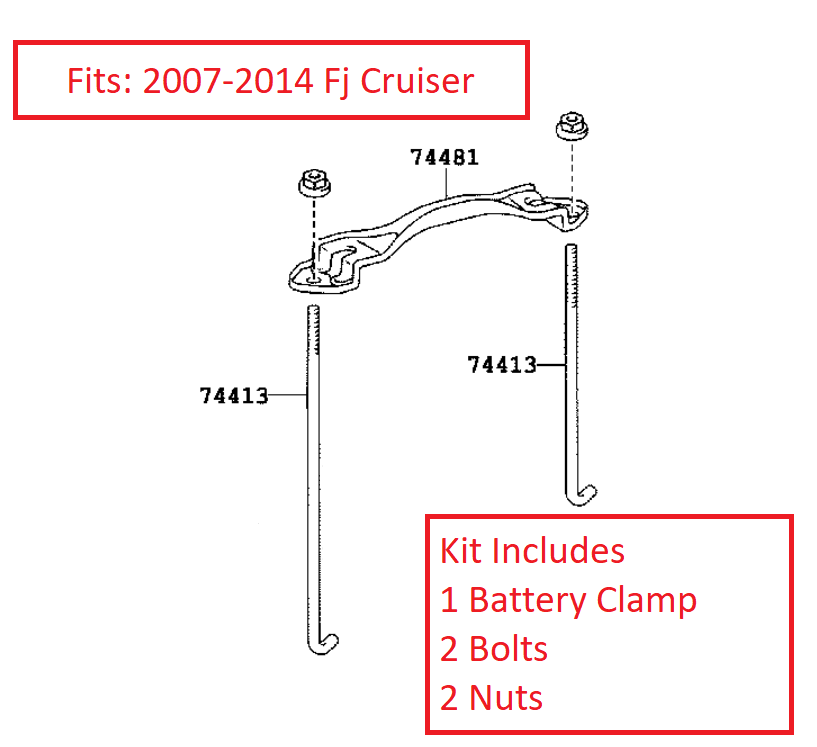 FJクルーザー用アルミ切り出しバッテリーマウントブラケットとキャップ