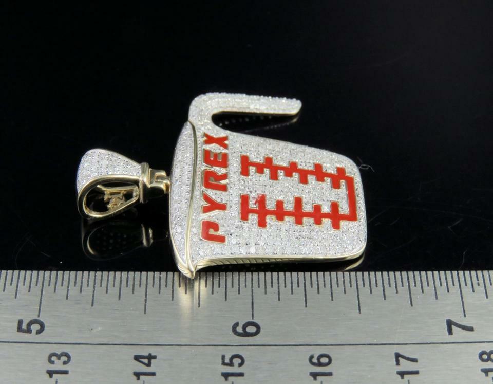 Pre-owned Pyrex 1 Ct Round Simulated Diamond Mens  Measuring Cup Pendant Yellow Gold Plated In White