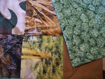 Handmade Baby Boy Crib Quilt, Camouflage, Woods, Deer + Prints,  40