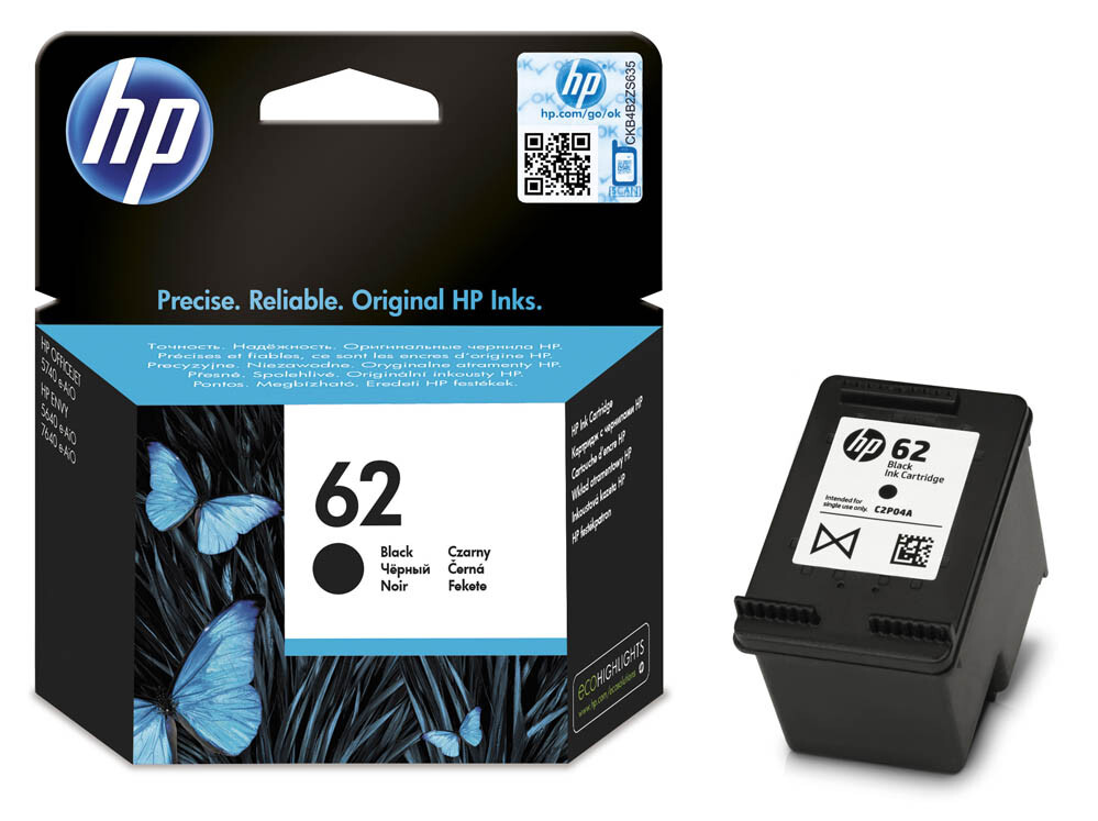 Original Druckerpatrone HP 62 schwarz black für Officejet 5740 5745 8040 8045