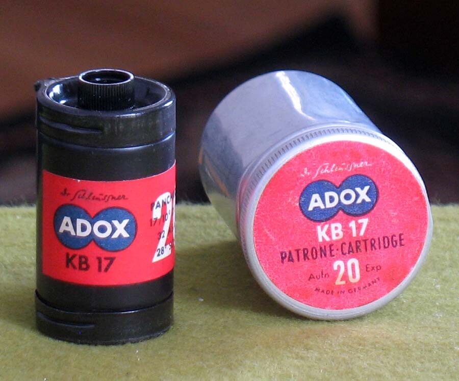 Vintage ADOX KB 17 20 Exposure Film and ADOX Film Canister Made in Germany