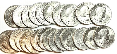 $25 Susan B Anthony $1 Silver Dollars - Choice Condition Full Roll 25 Coins
