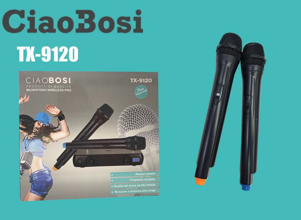 Kit 2 Microfoni Professionali Wireless Con Centralina Vhf Bicanali Tx-9120 Linq