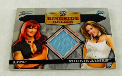 Lita Mickie James WWE Wrestling Trading Card Topps Event Used Mat Relic 2006