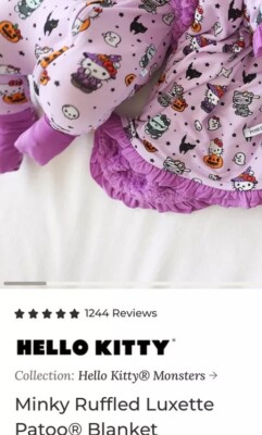 Posh Peanut x Hello Kitty Monster Minky Ruffled Luxette Patoo Blanket CONFIRMED