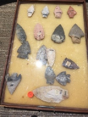 ozark arrowhead collection Lee Adams 6 frames with notebook