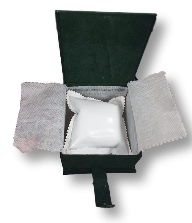 Cofanetto Scatolo Confezione Astuccio Con Cuscino Per Orologio Velluto Verde lac