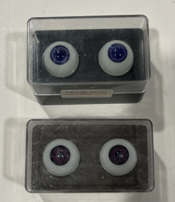 2 Pack of Glastic Doll Eyes NOS 22mm  Brown & Blue  -Look Purple Halloween Craft
