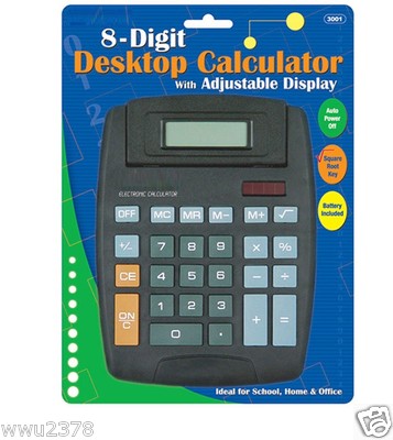 Large JUMBO CALCULATOR 8 Digits Display Hard Keys Solar & Battery Powered 