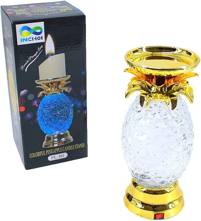 Colorful Pineapple Water Globe Glitter Swirl LED Candle Holder Pedestal Bath ...