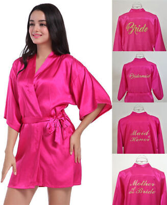 US Silk Satin Personalized Wedding Bridesmaid Robe Bride Mother Dressing Gown