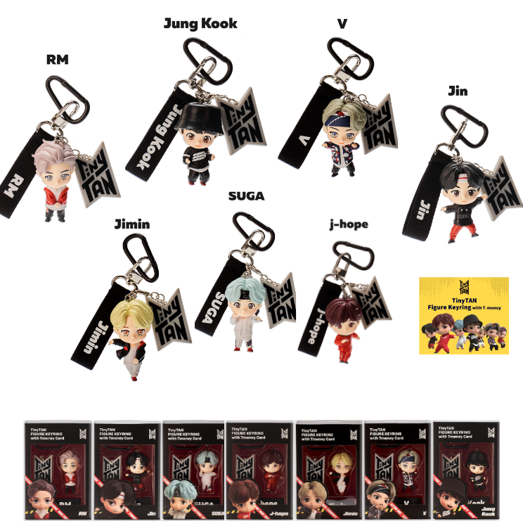 BTS TinyTAN FIGURE KEYRING MIC Drop with T-MONEY Official + Track