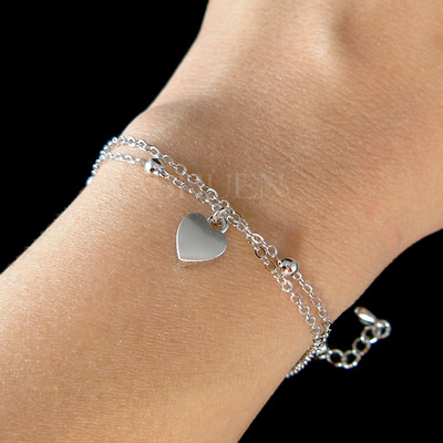 Dainty Tiny ~Love Heart Mother's Day Simple 2 Chain Bracelet Valentine's Jewelry