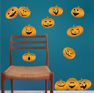 Halloween Pumpkins Wall Decals Wallpaper Scary Seasonal Decorations Vinyl, h11