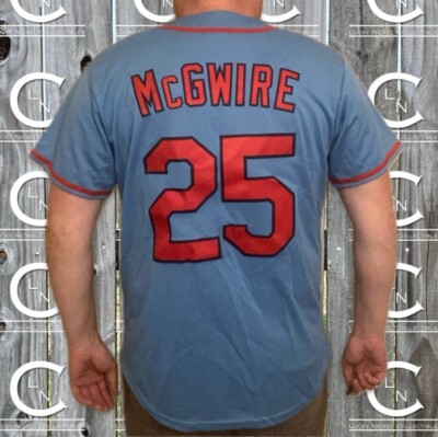 Mark McGwire (Cardinals) Light Blue Baseball Jersey! All Stitched! Men's Large