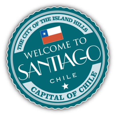 Santiago Chile Welcome Label Car Bumper Sticker Decal