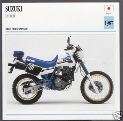 1987 Suzuki DR 600cc (590cc) Japan Dirt Bike Motorcycle Photo Spec