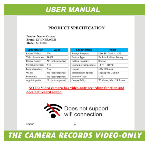 DIVINEEAGLE Mini Spy Camera Hidden Camera Charger for Spying + 32GB SD Card | Se - Image 7