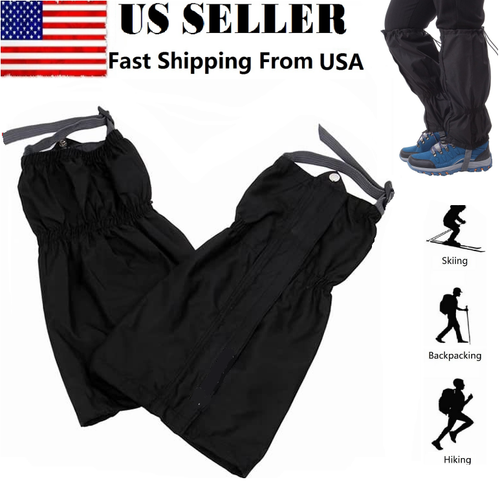 1 Pair 16" Waterproof Climbing Hiking Ski Gaiter Black Leg Cover Boot Legging US