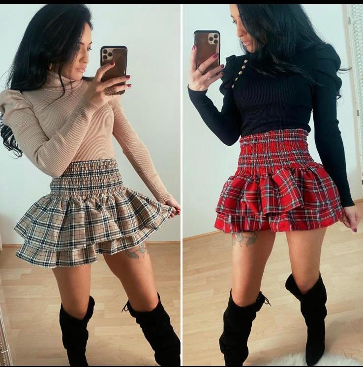 Ladies Frill Mini RaRa Skirt Women Tartan Check Pleat