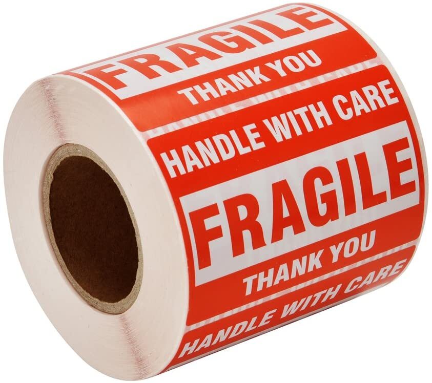 Fragile Stickers 1 Roll 500 2x3 Fragile Label Sticker Handle With Care Mailing