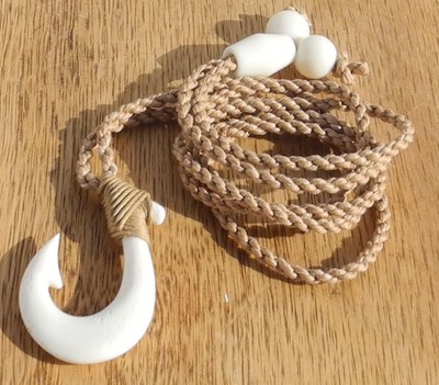 Polynesian Style Bone Fish hook Pendant is Good Luck Safe Journey Over Water