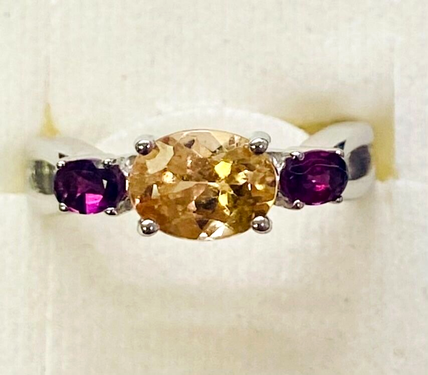 HSN Paul Deasy Gem Sterling Silver Hessonite & Rhodolite Ring Size 6