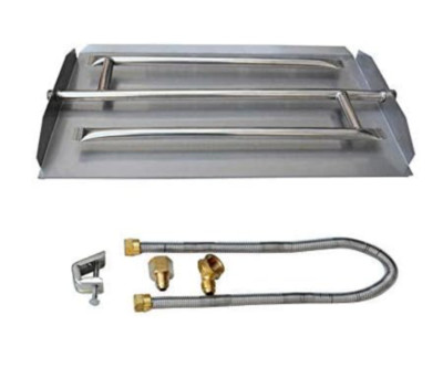Stanbroil 22.5'' NG Fireplace Triple Flame Pan Burner Kit Stainless Steel