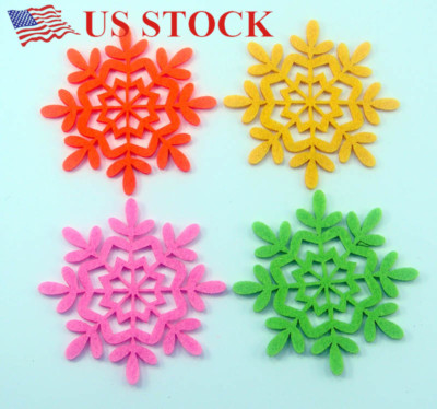  Set of 4 High Quality Felt Coasters Colorful Snowflake Shape I Design 