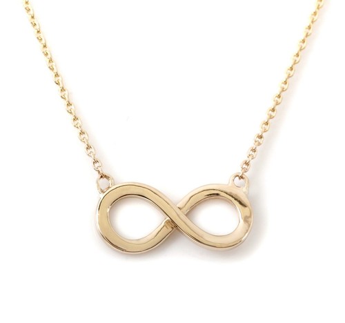 Pre-owned Handmade Plain Solid 14k Yellow Gold Infinity Pendant W/ 16 Inches Cable Chain Necklace